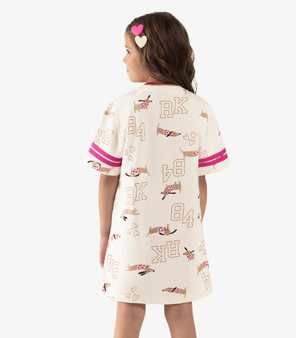 VESTIDO MC MOLETINHO EST CACHORROS OFF WHITE
