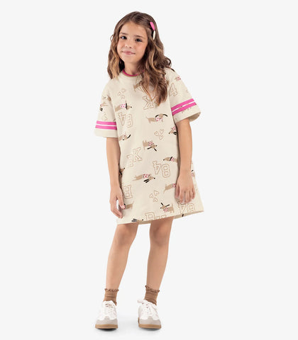 VESTIDO MC MOLETINHO EST CACHORROS OFF WHITE