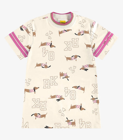 VESTIDO MC MOLETINHO EST CACHORROS OFF WHITE