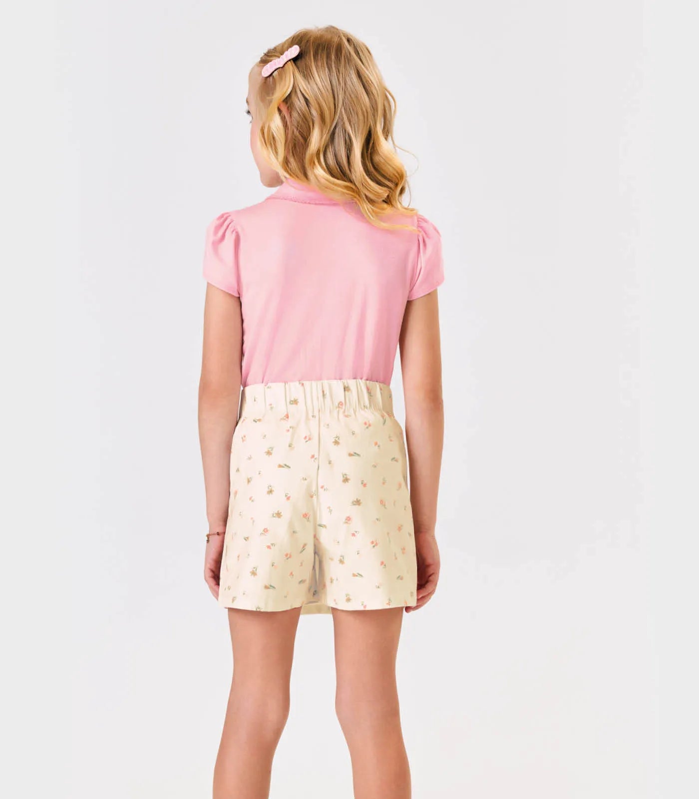 CONJ FEM POLO SHORT SAIA SARJA EST ROSA CLARO