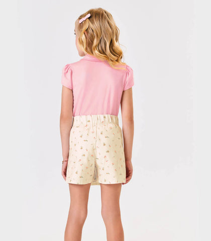 CONJ FEM POLO SHORT SAIA SARJA EST ROSA CLARO