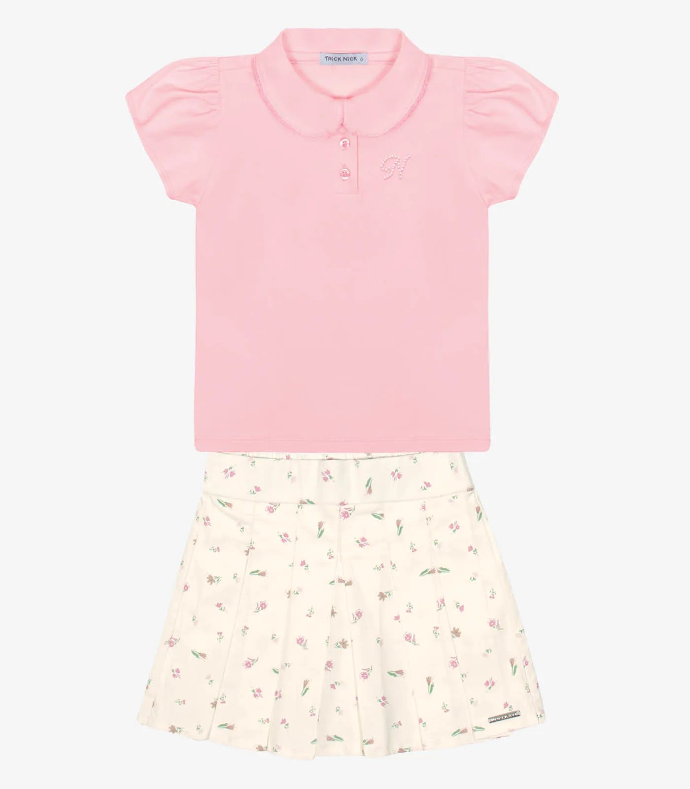 CONJ FEM POLO SHORT SAIA SARJA EST ROSA CLARO