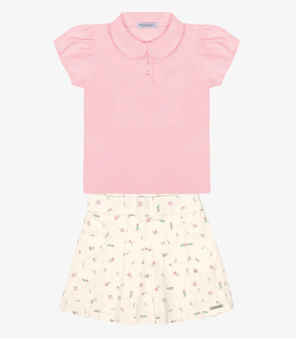 CONJ FEM POLO SHORT SAIA SARJA EST ROSA CLARO