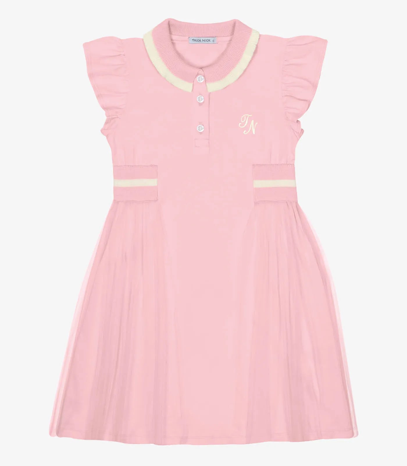 VESTIDO POLO COTTON LEVE DET TULE ROSA CLARO