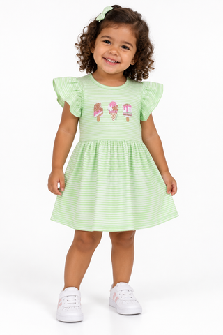 VESTIDO DUPLA FACE LIST PICOLES GLITER VERDE