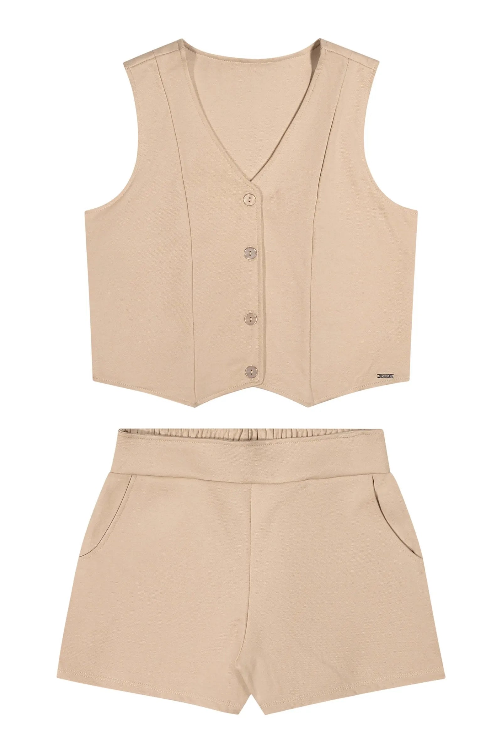 CONJ FEM JUV COLETE SHORT MLT PONTO ROMA BEGE