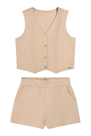 CONJ FEM JUV COLETE SHORT MLT PONTO ROMA BEGE