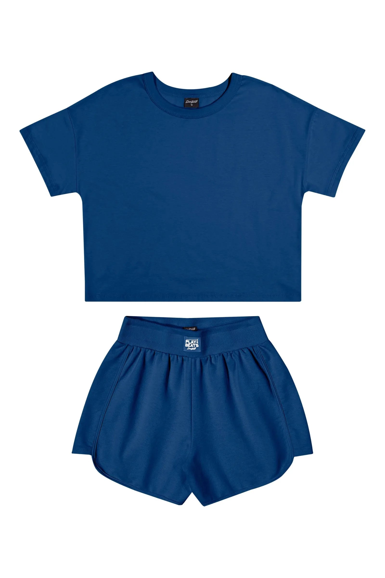 CONJ FEM JUV BLUSA MC E SHORT MLT AZUL ESCURO
