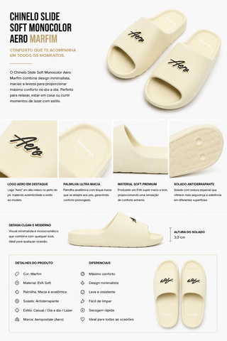 CHINELO SLIDE MAS SOFT MONOCOLOR AERO MARFIM
