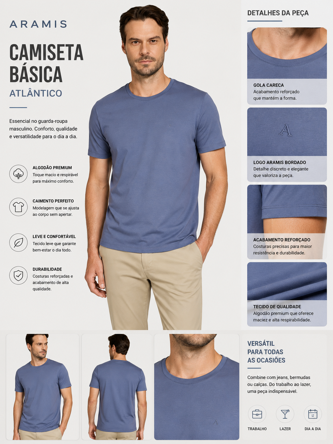 CAMISETA MC MAS ARAMIS BASICA ATLANTICO