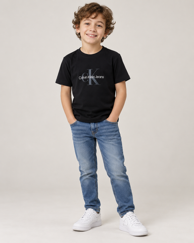 CAMISETA CKJ KIDS MAS MC LOGO REISSUE PRETO
