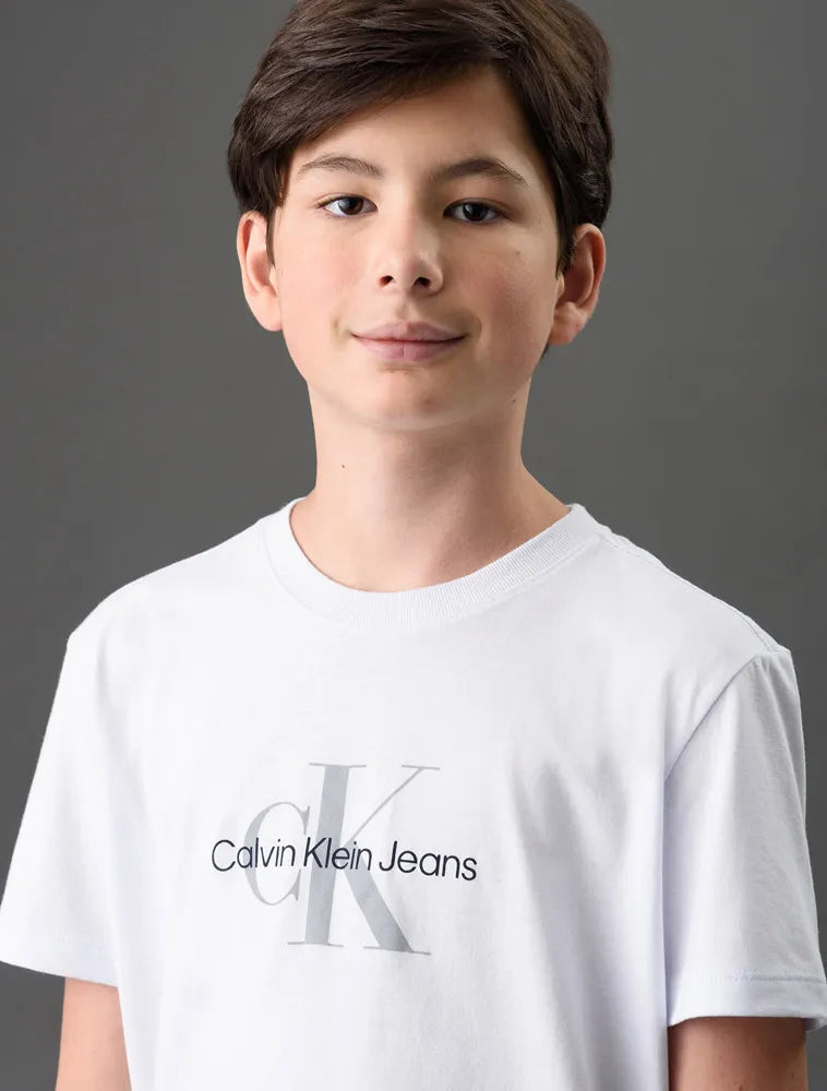 CAMISETA CKJ KIDS MAS MC LOGO REISSUE BRANCO