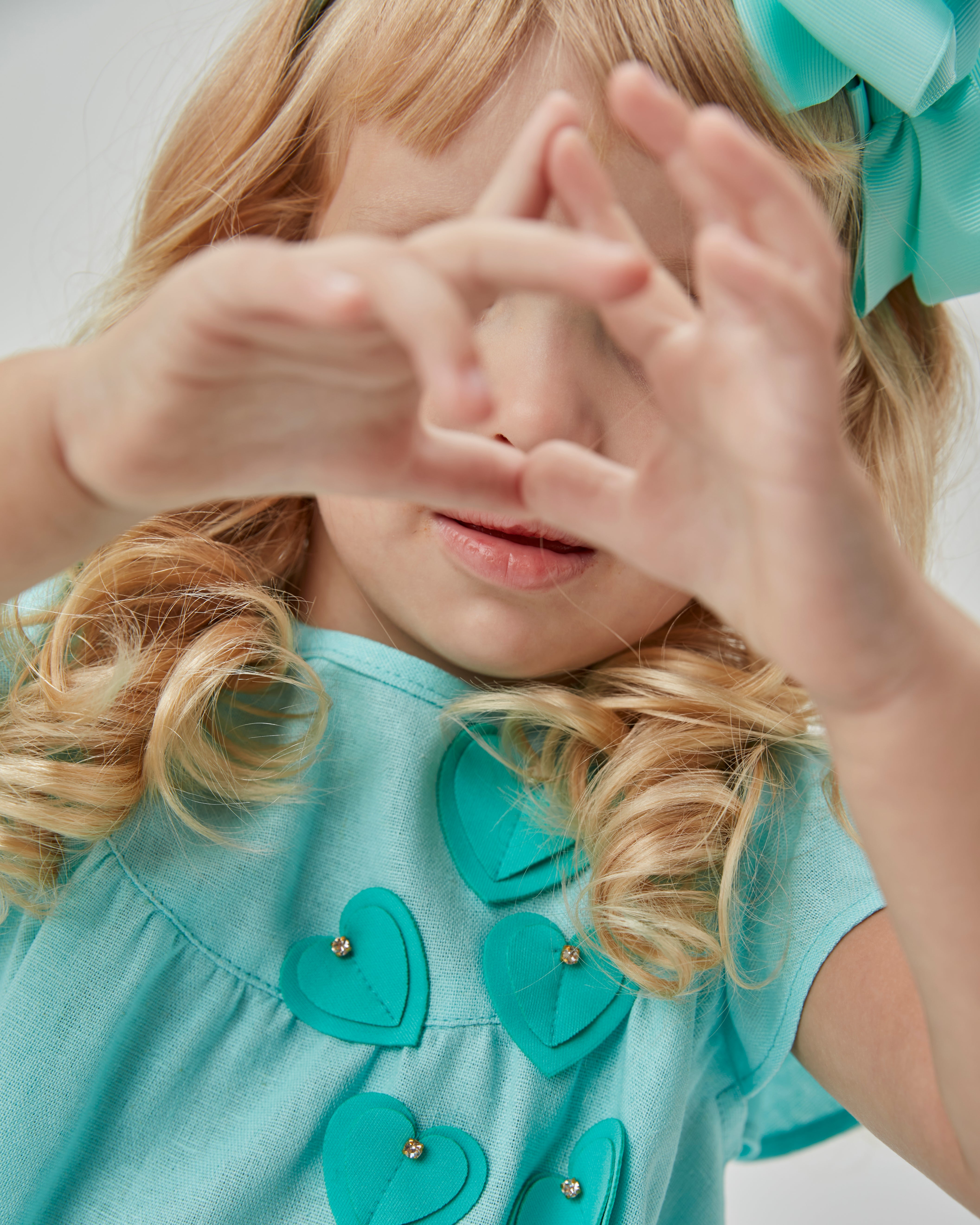 CONJ FEM BATA GODE C APLIQ LASER E SHORT ACQUA