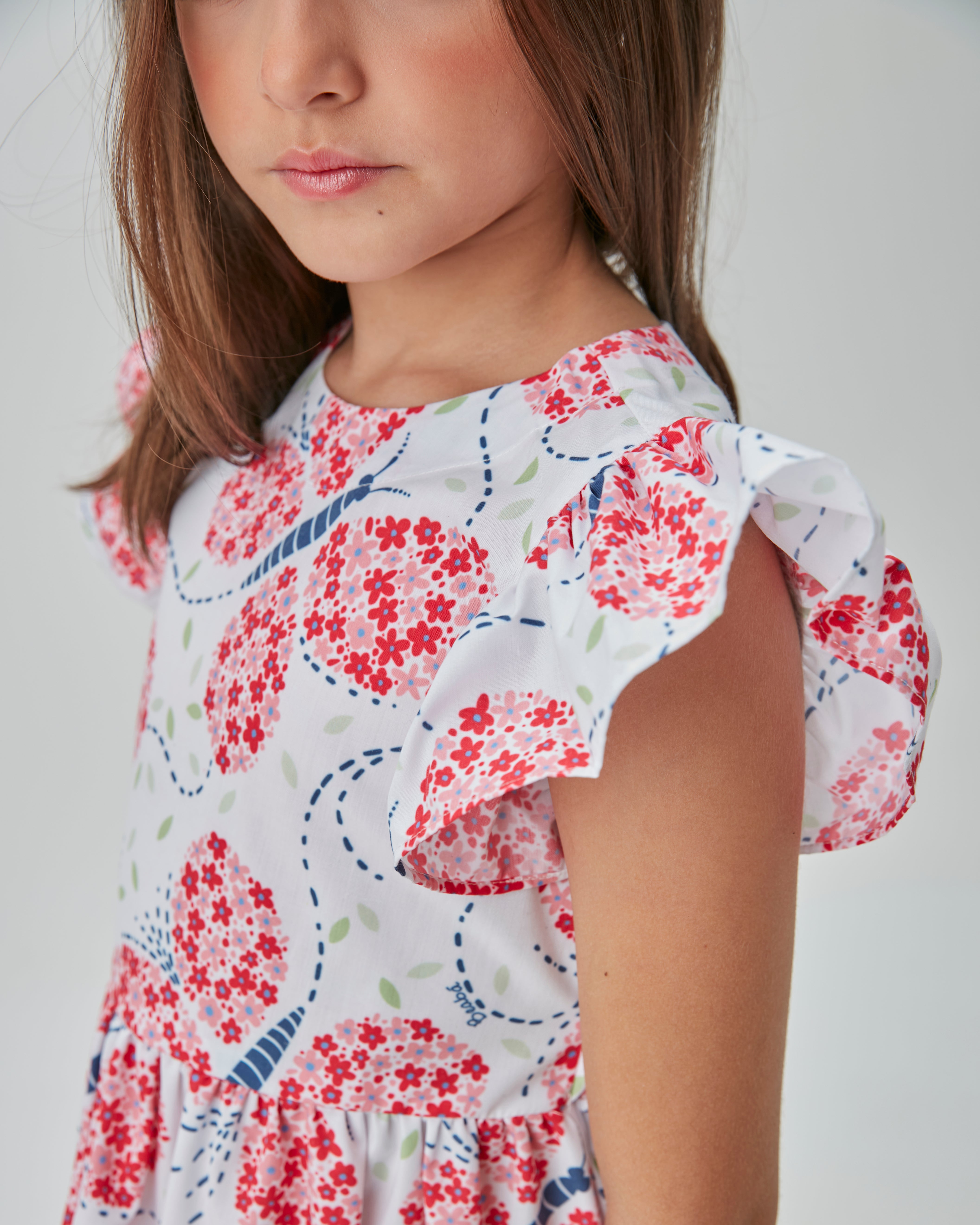 VESTIDO ROD TRICOLINE ESTAMP DET COSTAS BRANCO/VERMELHO