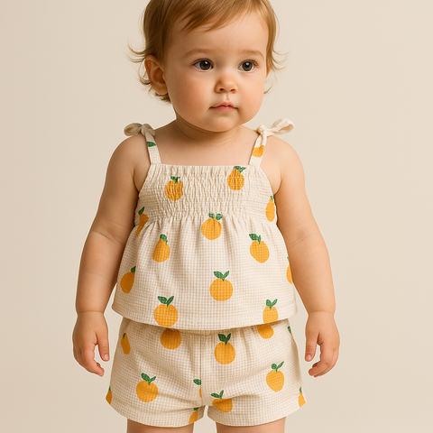 CONJ FEM BL LASTEX SHORT EST TANGERINAS BEGE