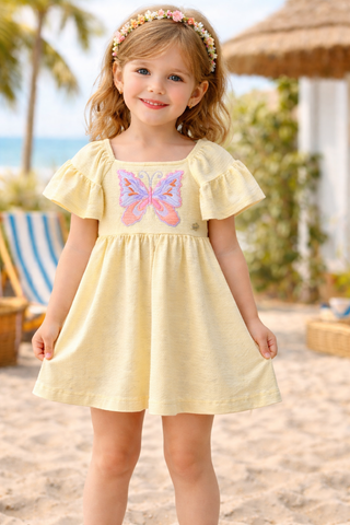 VESTIDO MC BAB BORD BORB MALHA FLORENCE AMARELO