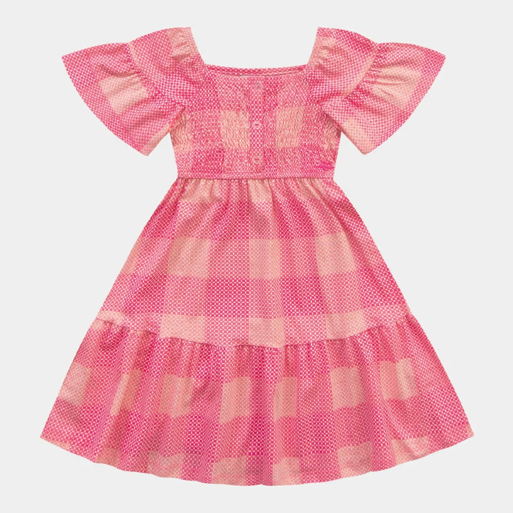 VESTIDO MC BAB LASTEX BUSTO XADREZ ROSA