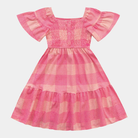 VESTIDO MC BAB LASTEX BUSTO XADREZ ROSA