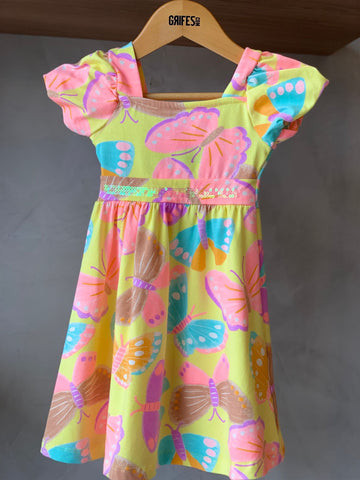 VESTIDO MC BORD LANT COS EST BORBOLETAS AMARELO
