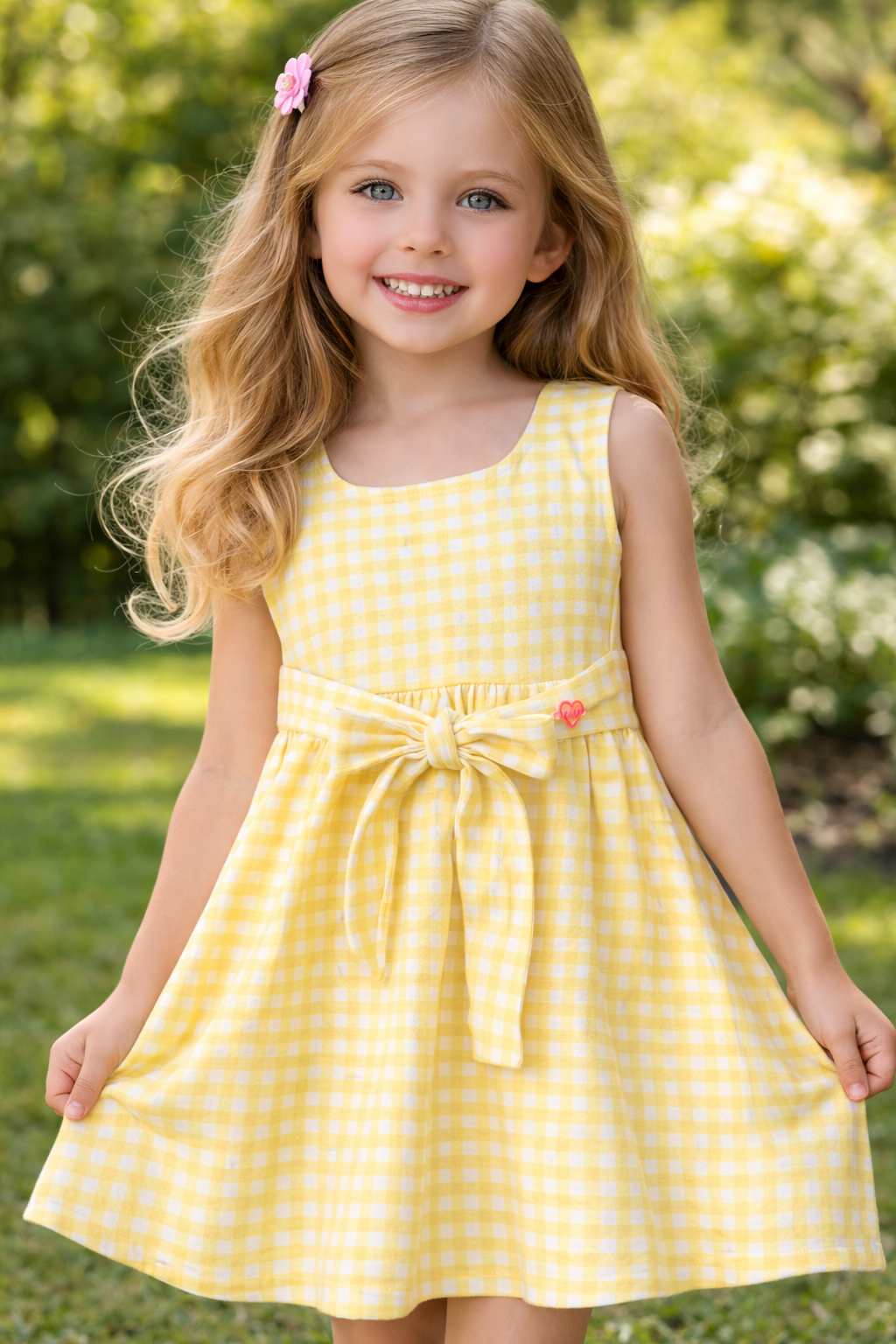 VESTIDO SM FAIXA DEC BALONE EST XADREZ AMARELO