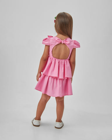 VESTIDO TRICOLINE RODADO C BABADO PINK