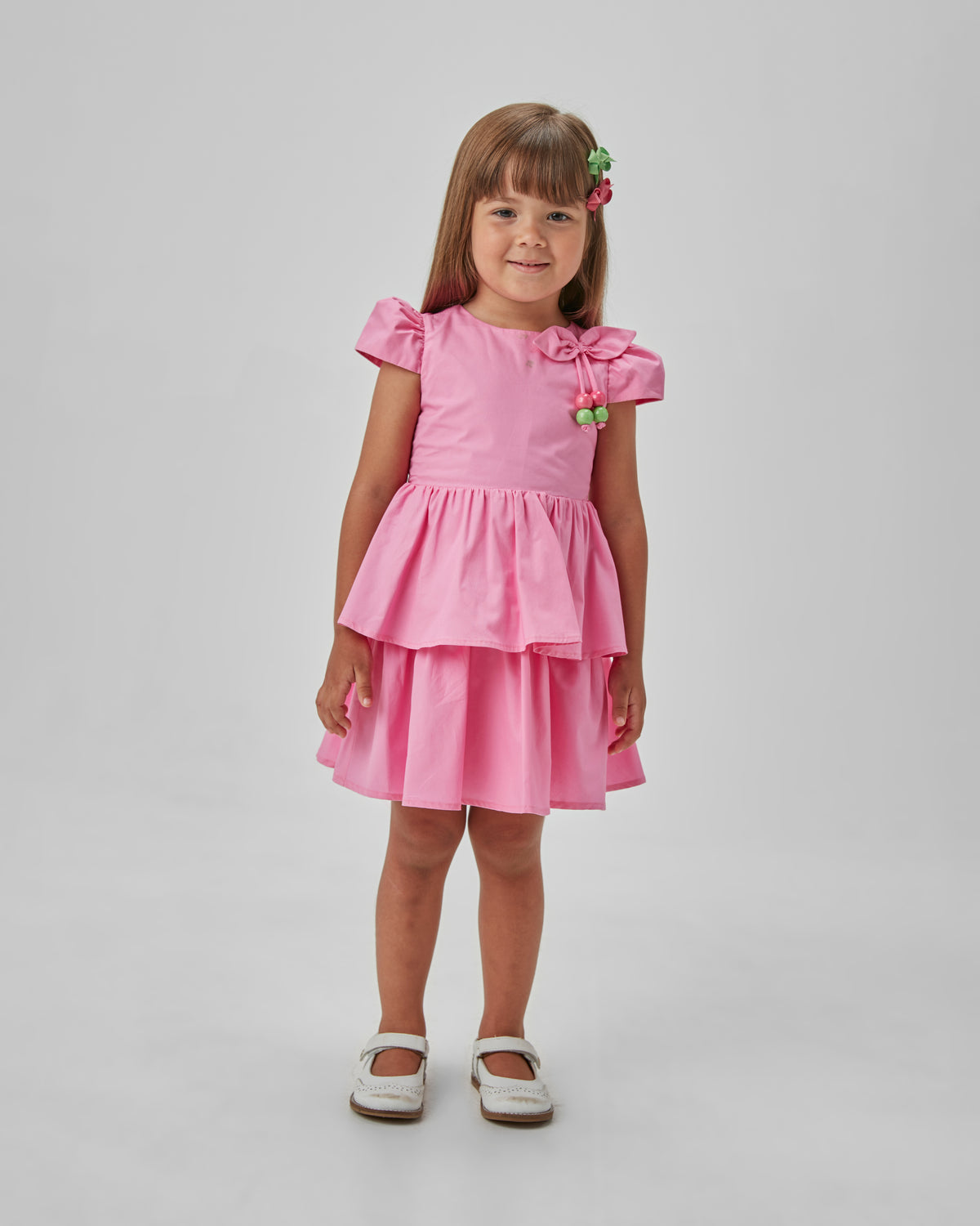 VESTIDO TRICOLINE RODADO C BABADO PINK