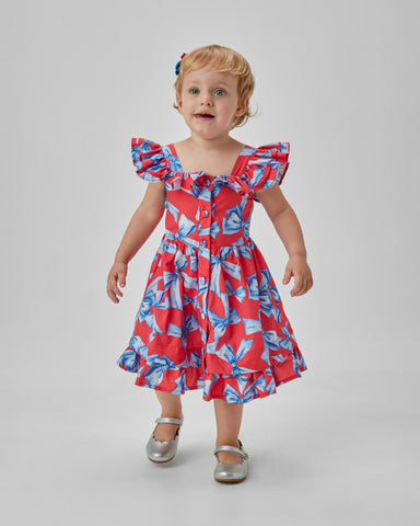 VESTIDO RODADO TRIC BAB EST LACOS VERMELHO