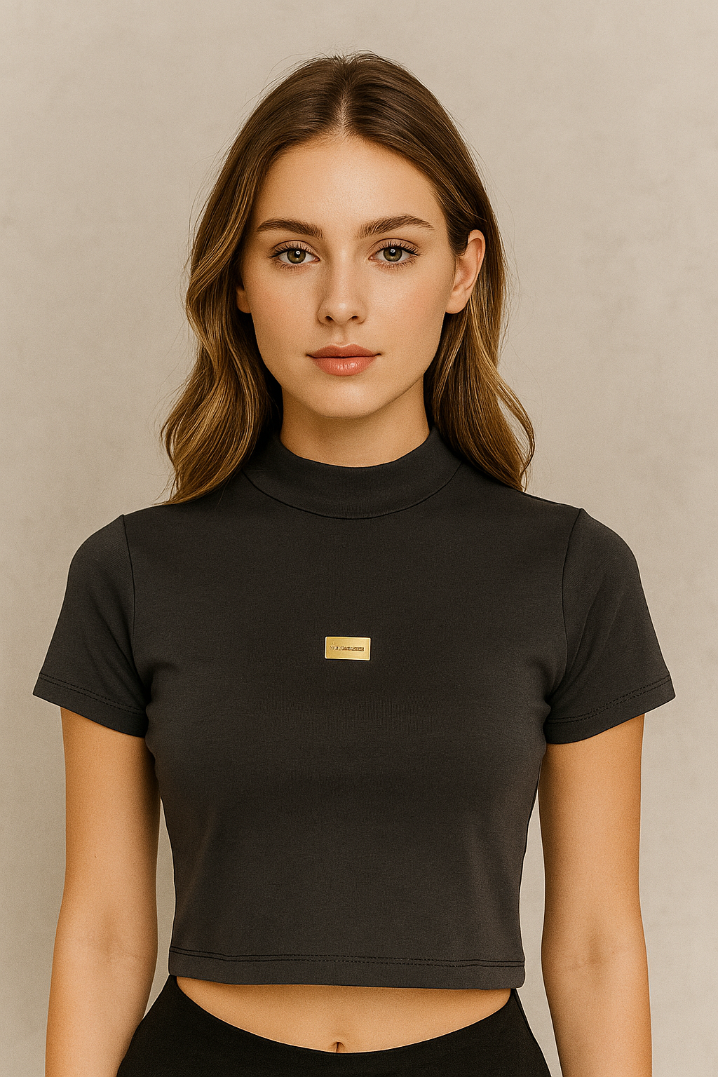 BLUSA CROPPED FEM MC AEROPOSTALE PRETO