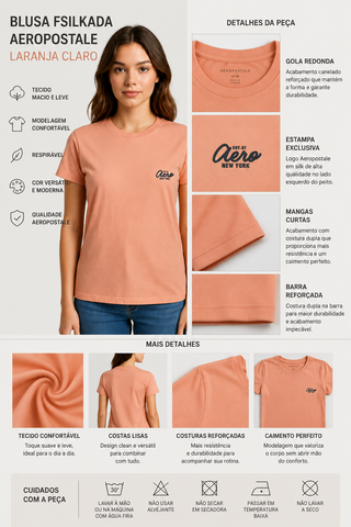 BLUSA FSILKADA AEROPOSTALE LARANJA CLARO
