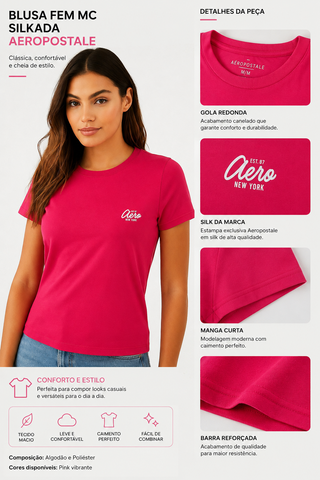 BLUSA FEM MC SILKADA AEROPOSTALE PINK