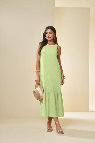 VESTIDO LONGO SM EM PLANO SOFT RUSTIC LIMA DOCE