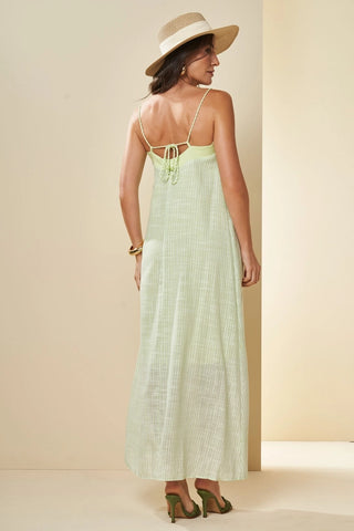 VESTIDO LONGO ALCA PLANO LINEN LISTRADO LIMA DOCE