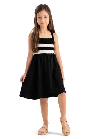 VESTIDO TRICO BUSTO E MALHAO PELETIZADO PRETO