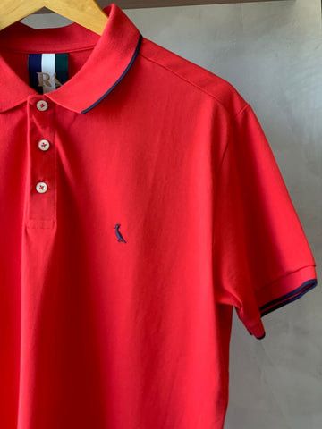 POLO RSV MAS MC ENXUTO FRISO UNICO VERMELHO CEREJA