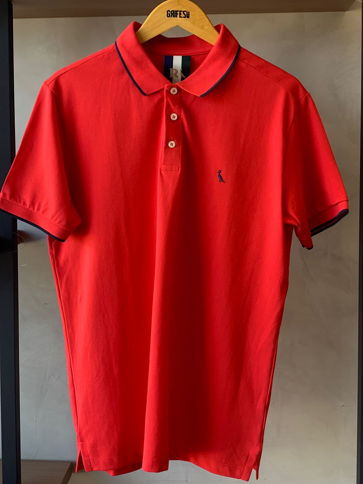 POLO RSV MAS MC ENXUTO FRISO UNICO VERMELHO CEREJA