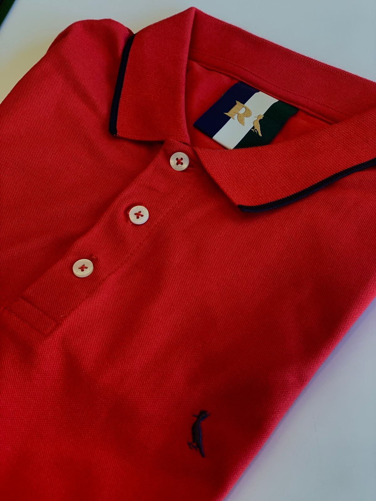 POLO RSV MAS MC ENXUTO FRISO UNICO VERMELHO CEREJA