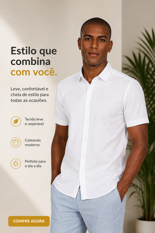 CAMISA MC SLIM TRICOLINE STRETCH LISO BRANCO