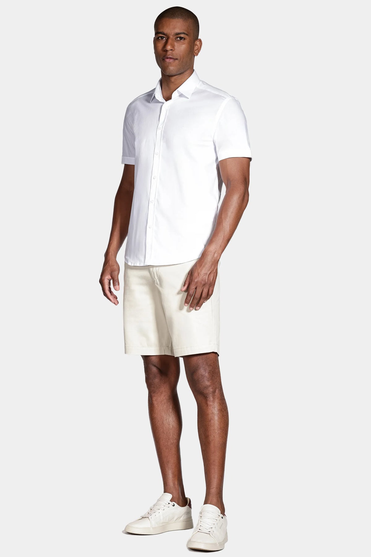 CAMISA MC SLIM TRICOLINE STRETCH LISO BRANCO