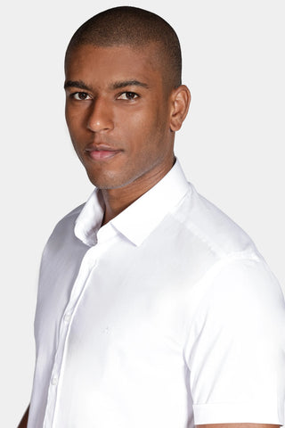 CAMISA MC SLIM TRICOLINE STRETCH LISO BRANCO