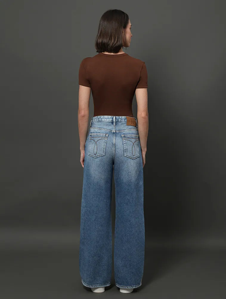 CALCA CKJ FEM JEANS WIDE LEG 5 POCKETS AZUL CLARO