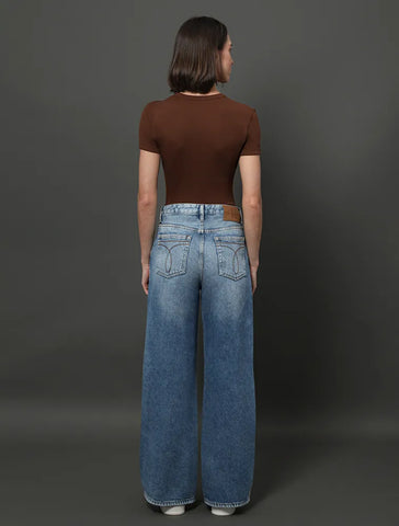 CALCA CKJ FEM JEANS WIDE LEG 5 POCKETS AZUL CLARO