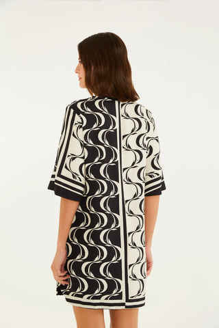 VESTIDO TSHIRT PEIXE COPA FARM PRETO/OFF WHITE