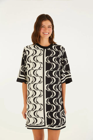 VESTIDO TSHIRT PEIXE COPA FARM PRETO/OFF WHITE