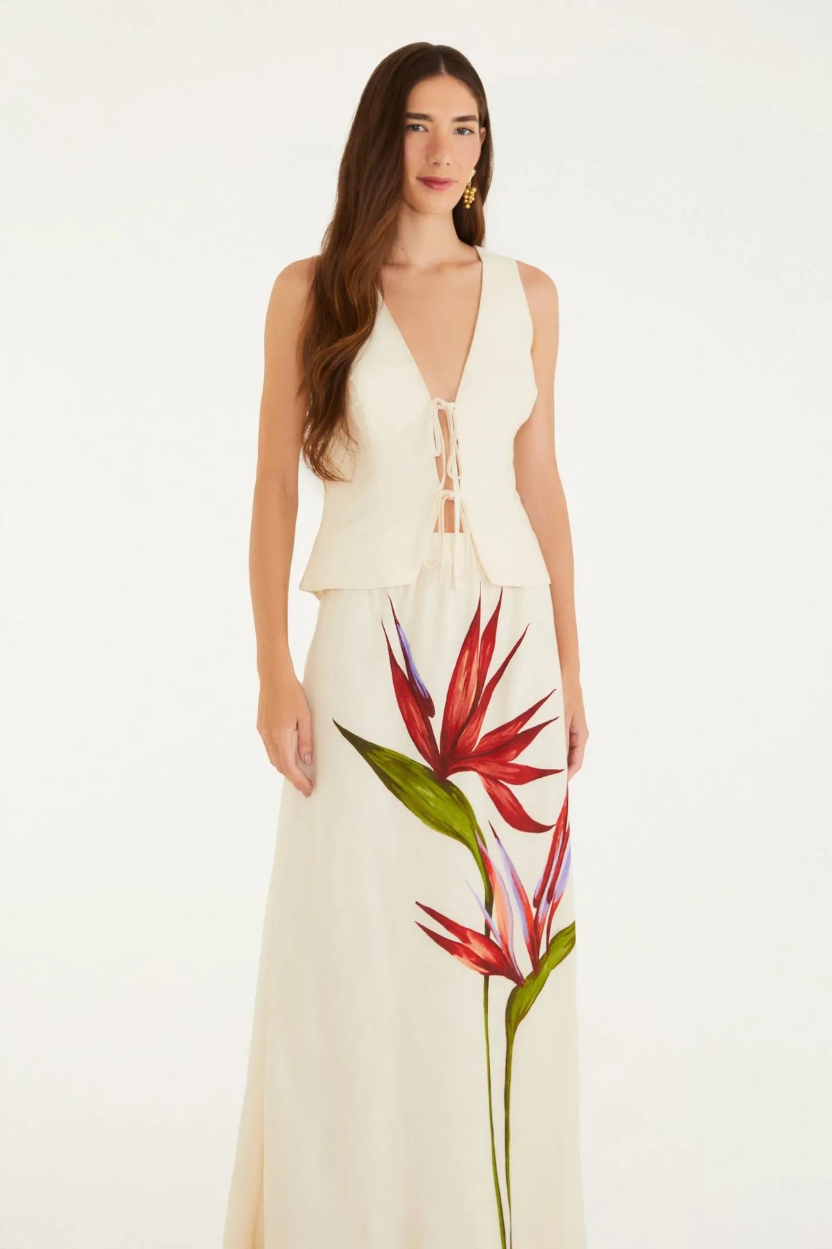 SAIA MIDI RETA MAXI ESTRELICIA FARM BEGE