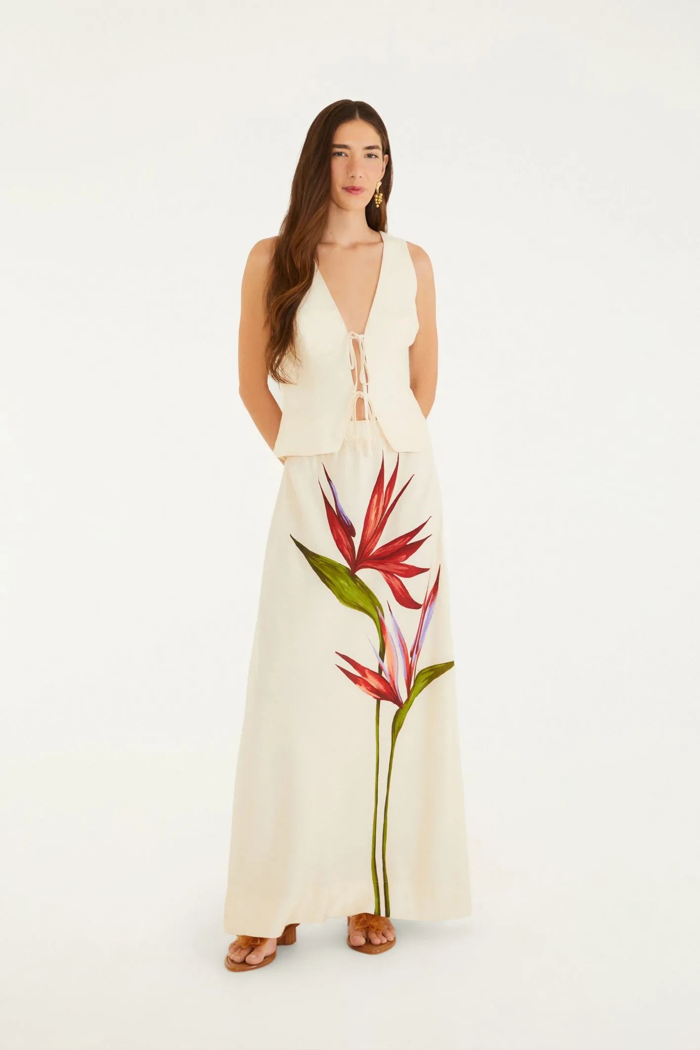 SAIA MIDI RETA MAXI ESTRELICIA FARM BEGE