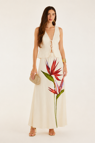 SAIA MIDI RETA MAXI ESTRELICIA FARM BEGE
