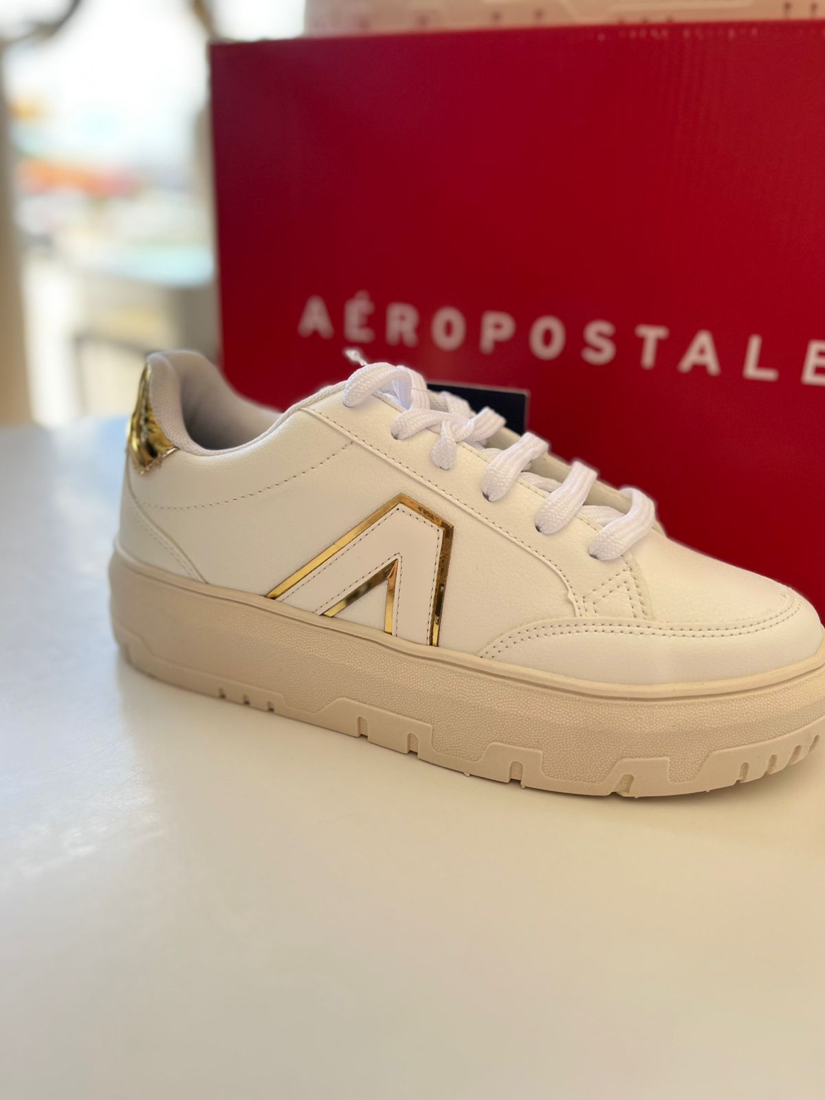 TENIS FEM AEROPOSTALE BRANCO/DOURADO/OFF WHITE