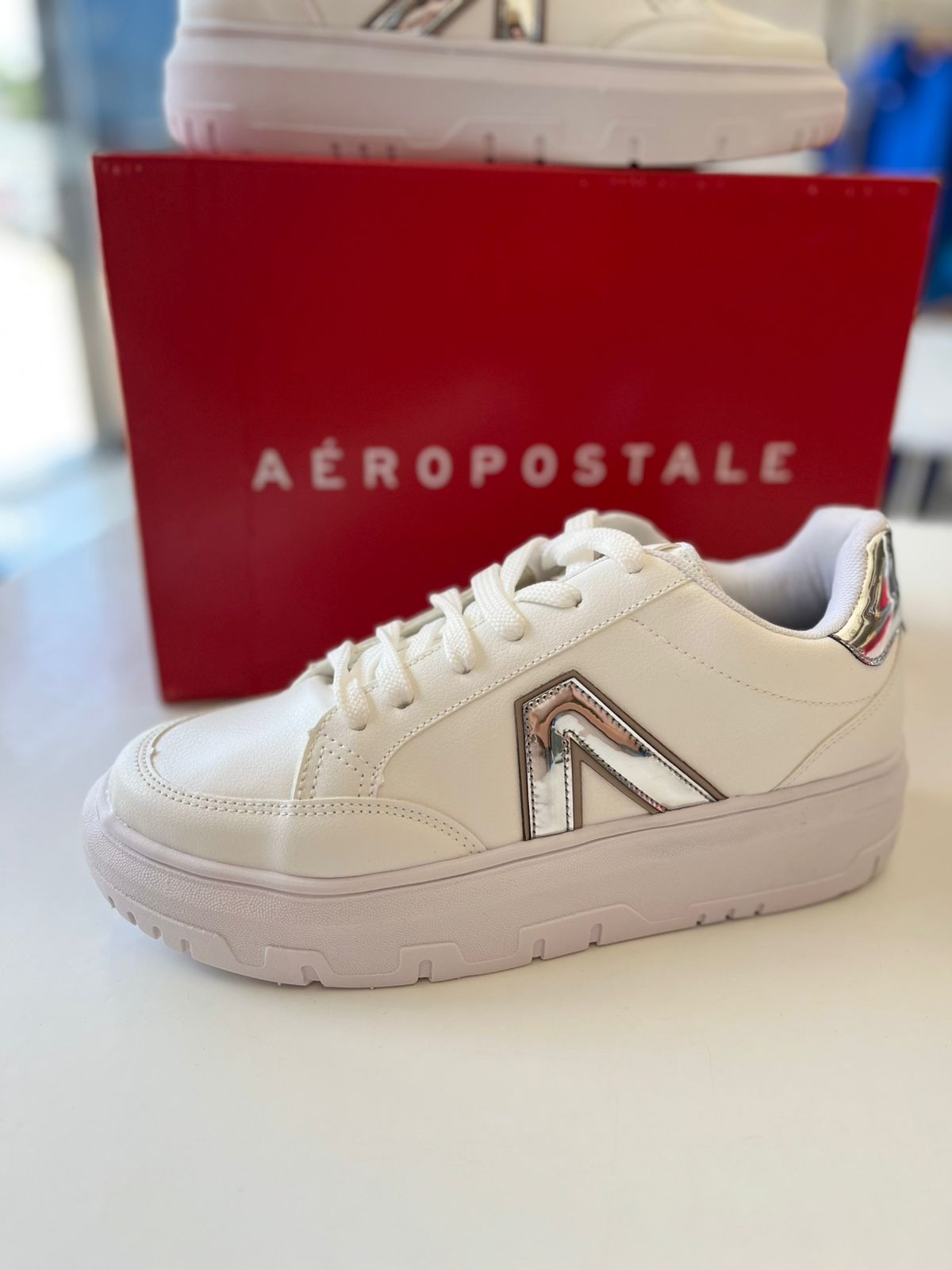 TENIS FEM AEROPOSTALE BRANCO/PRATA/CINZA