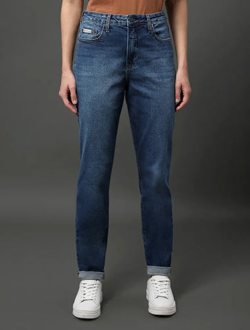 CALCA CKJ FEM JEANS MOM 5 POCKETS AZUL MEDIO