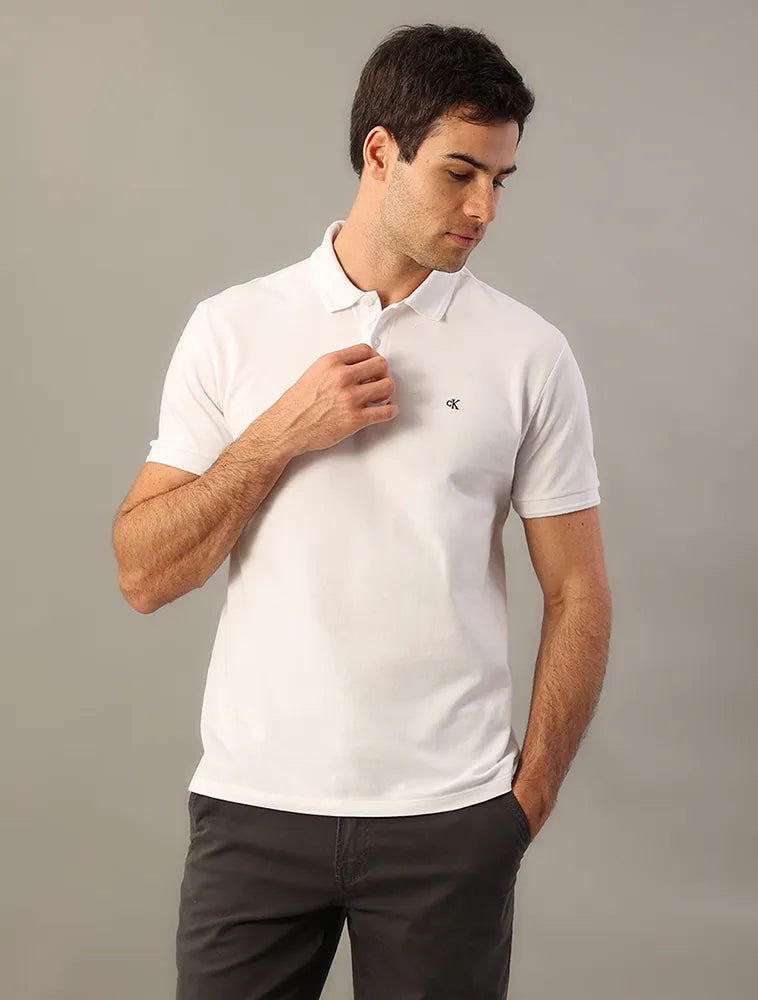 POLO CKJ MASC MC LOGO BORDADO BRANCO